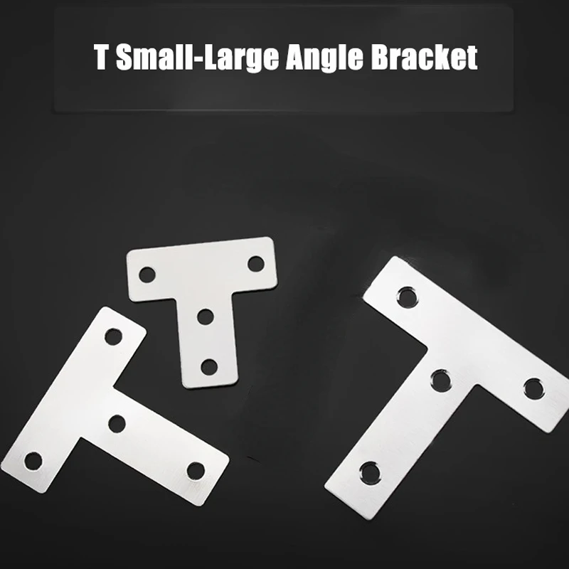 

T-type Stainless Steel Corner Brackets Mending Repair Fastener Connecting Piece Hardware Plate Angle Codes Furniture Angle