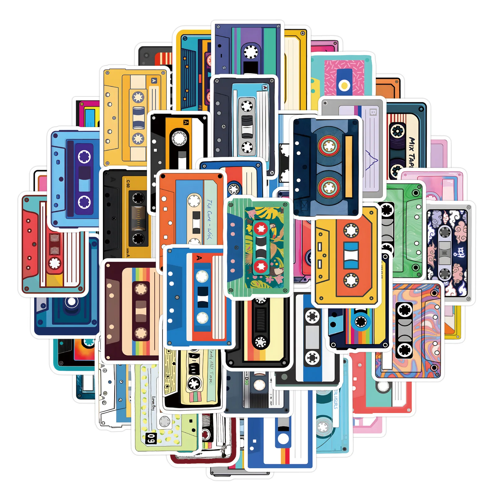 

55PCS Cartoon Music Tape Stickers DIY Stickers Scrapbooking Phone Luggage Skateboard Waterproof Graffiti Decals Toys Gifts