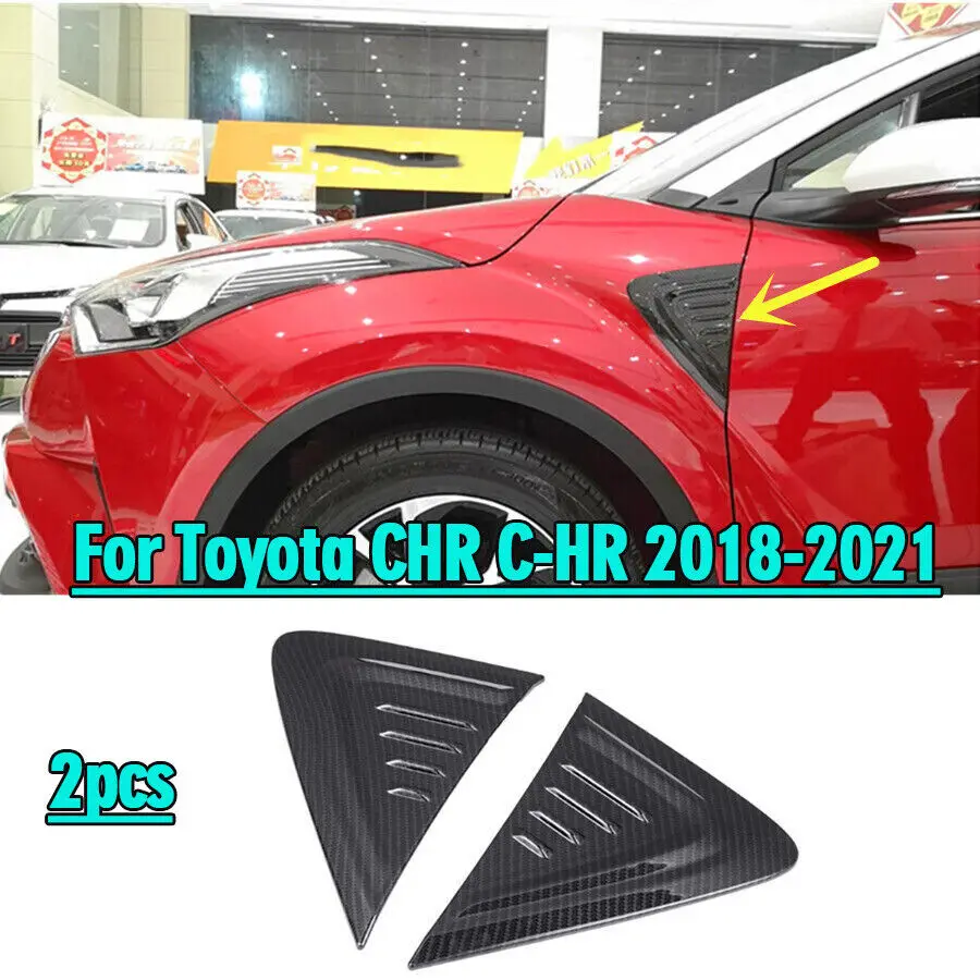 

For Toyota CHR C-HR 2018-2021 Carbon Fiber Car Body Front Side Trims Cover 2PCS