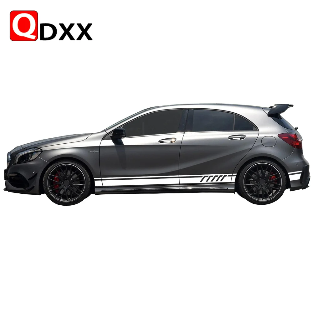 Style Side Stripes Decal Stickers for Mercedes Benz W176 A Class A45 AMG A180 A200 A250-5D Carbon Fibre/White/Silver