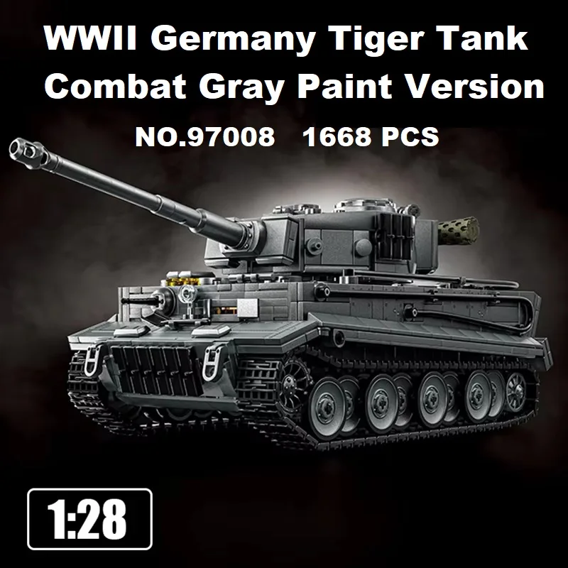 

1668 деталей, модель немецкого танка Тигр времен Второй мировой войны, №97008, конструктор MOC, историческая военная развивающая игрушка