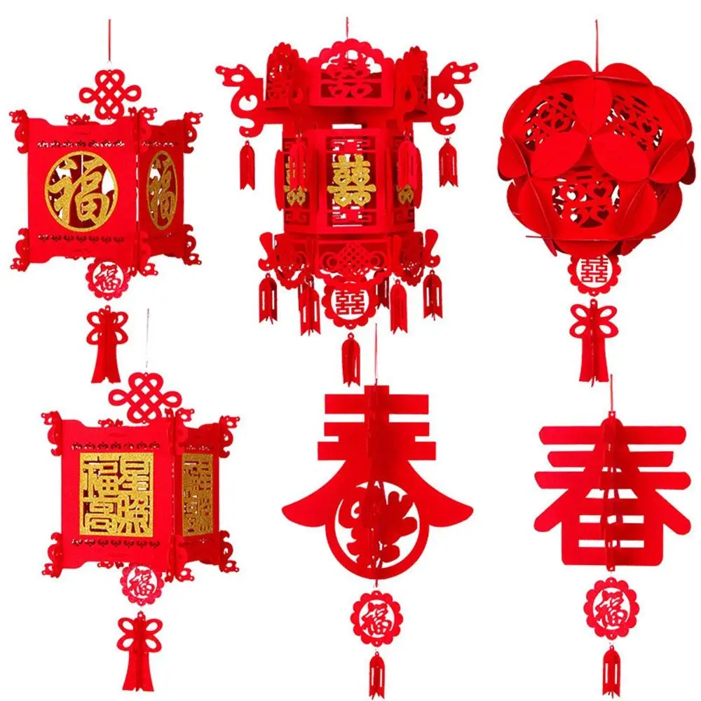 Chinese New Year Lantern DIY FU Character Red Lantern Hanging Ornaments for Lunar New Year Spring Festival Decor