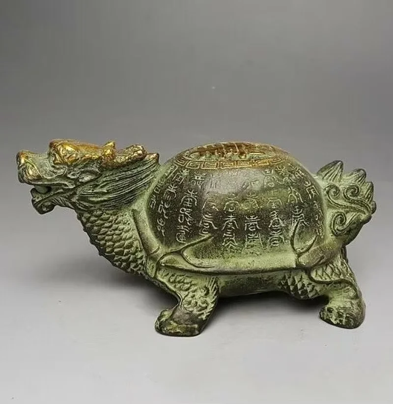 

Vintage Chinese Bronze Gilt Old Handwork Dragon Turtle Statue