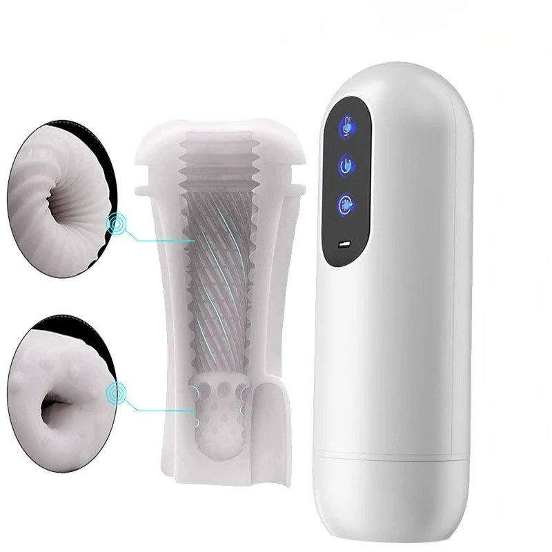Male Masturbation Cup Telescopic Rotation Heated Female Voice Sex Machines Toy for Men Vagina Masturbation Adult Goods sex toy