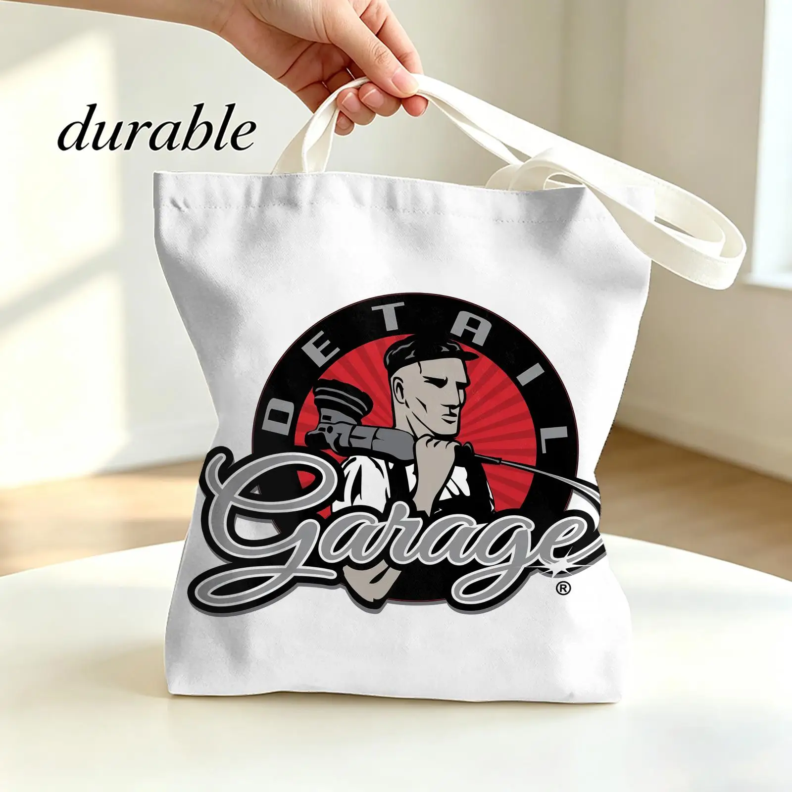 Chemical Guys Detail G-Garage Storage Bags Canvas Tote Bag Double-Sided Print Lightweight Shoulder Travel Beach Bag Gift Eco