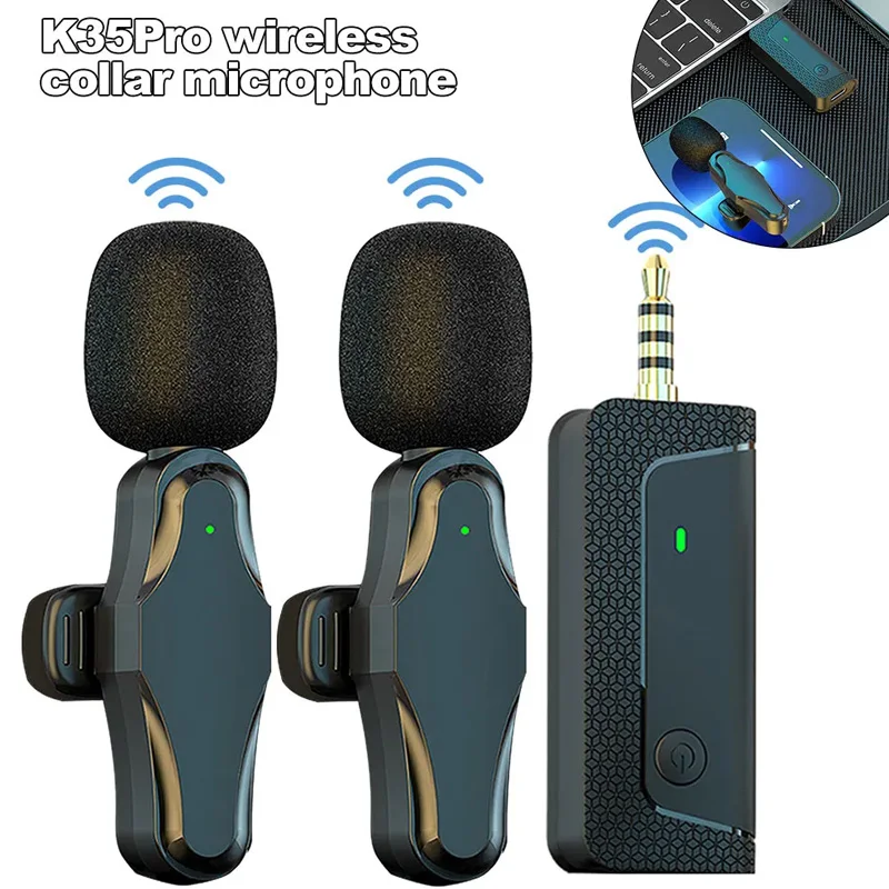 

Wireless Lavalier Lapel Microphone Cordless Double Mics Plug-Play 2.4G Noise Reduction Chip for Type C Android Camera