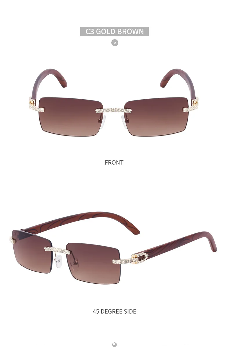 Y2K Rechteckige Randlose Sonnenbrille für Herren Vintage Sonnenbrillen für Männer 2026 Luxus Strass Brillen Punk Mode Rahmenlose Shades – Detail 12