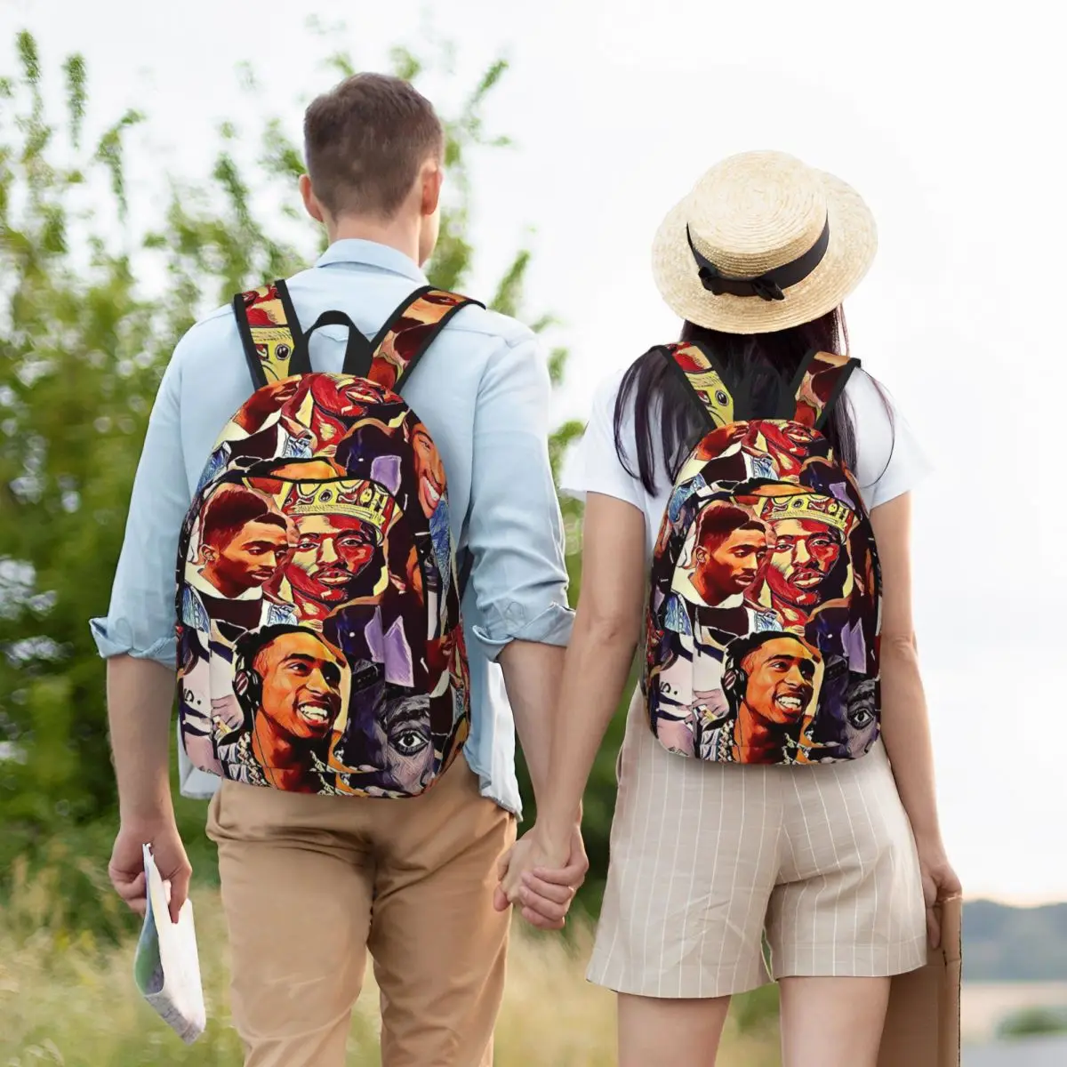 Tupac Old School Rap Vibe 2pac Student Backpack School Bag Hiking Travel Daypack for Boys Girls Bookbag Shoulder Bags