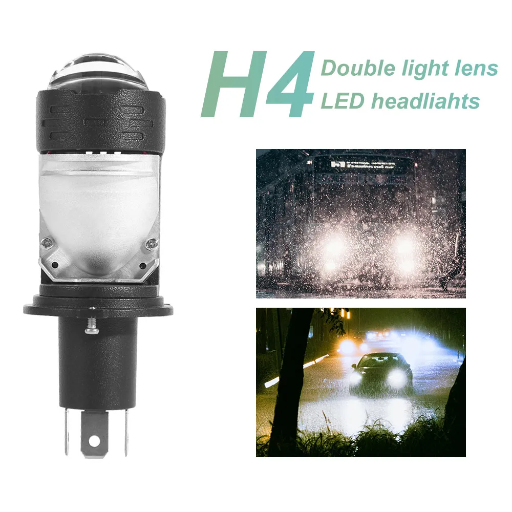 

High Power H4 LED Projector Len Super Bright Direct Insertion Car Motorcycle Turbo Fan Lamp High Low Light Waterproof
