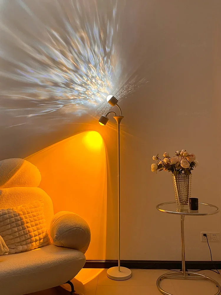 

Water ripple atmosphere projection living room photo fill light floor lamp bedroom live broadcast background sunset lamp