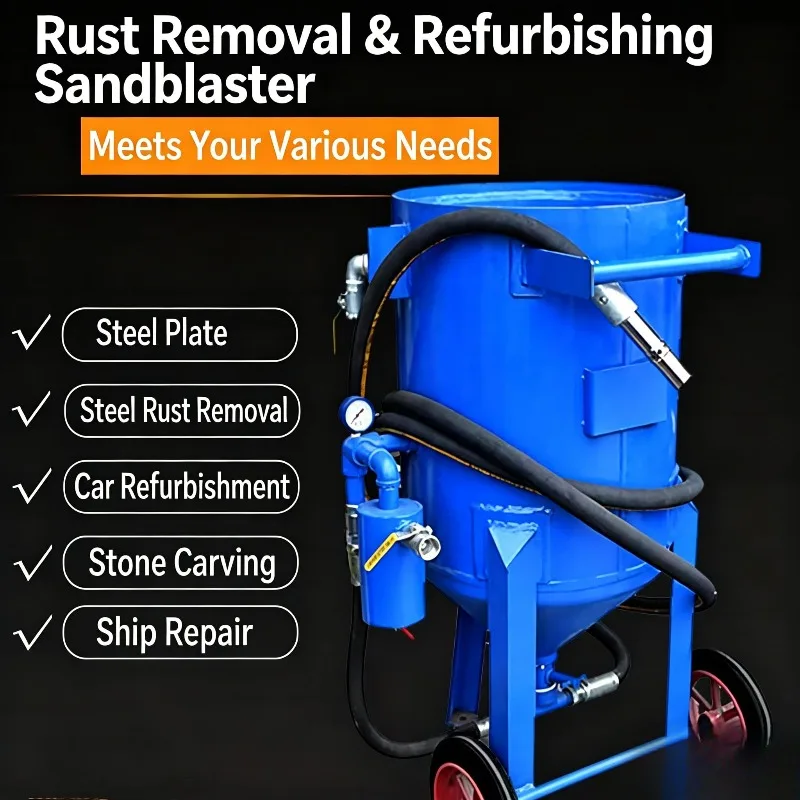 Industrial Portable Sandblasting Machine Small Rust Removal Movable Sand Blaster For Steel Structure Car Boat Surface Polishing