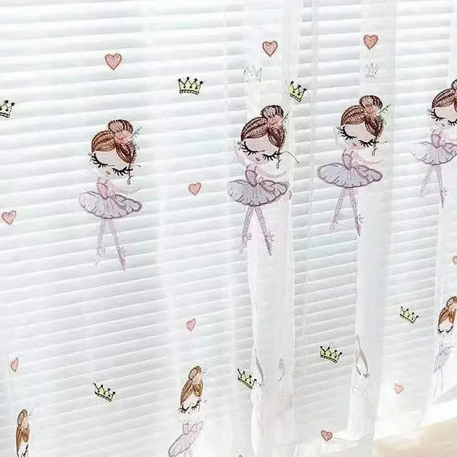 نافذة شاشة الرقص فتاة الحديثة 2025 جديد 1 قطعة ستارة مطرزة غرفة الشاش الستار بوتيك فتاة غرفة نوم التطريز