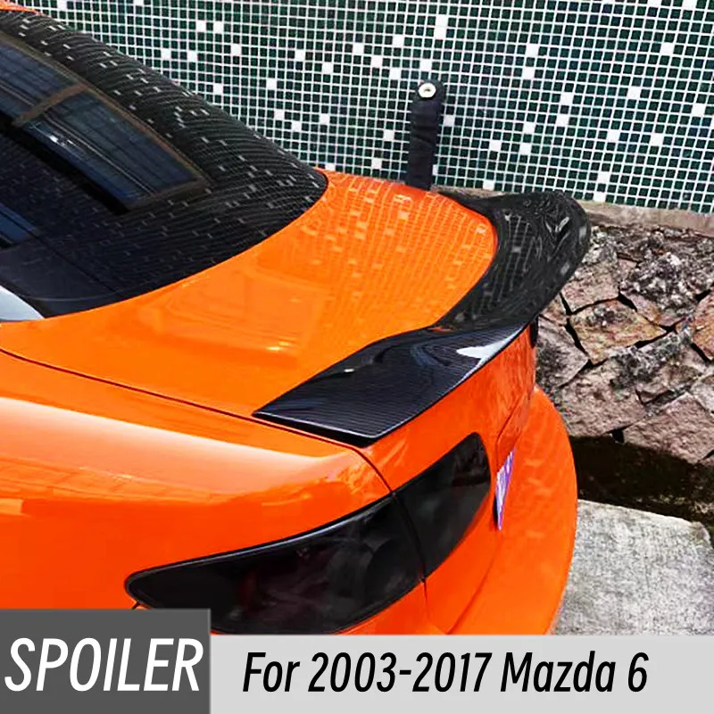 For Mazda 6 2003 -2017 R Style ABS Plastic Glossy Black Rear Trunk Lip Spoiler Wing Body Kit Accessories
