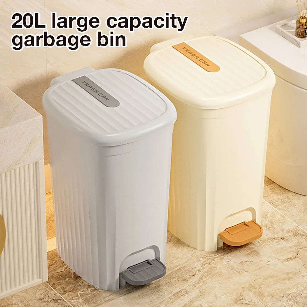 New 15L Nordic Kitchen Food Waste Bin Trash Can Foot Pedal Trash Can with Lid Bathroom Wastebasket Waterproof Garbage Can