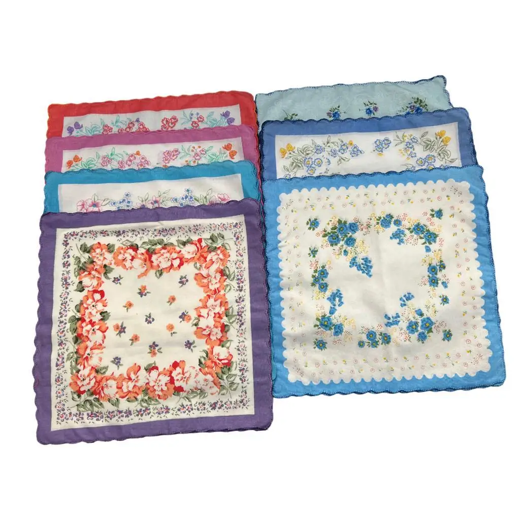 Soft Cotton Men Handkerchiefs Floral Print Reusable Pocket Hankies Assorted Color for Wedding Prom Gift