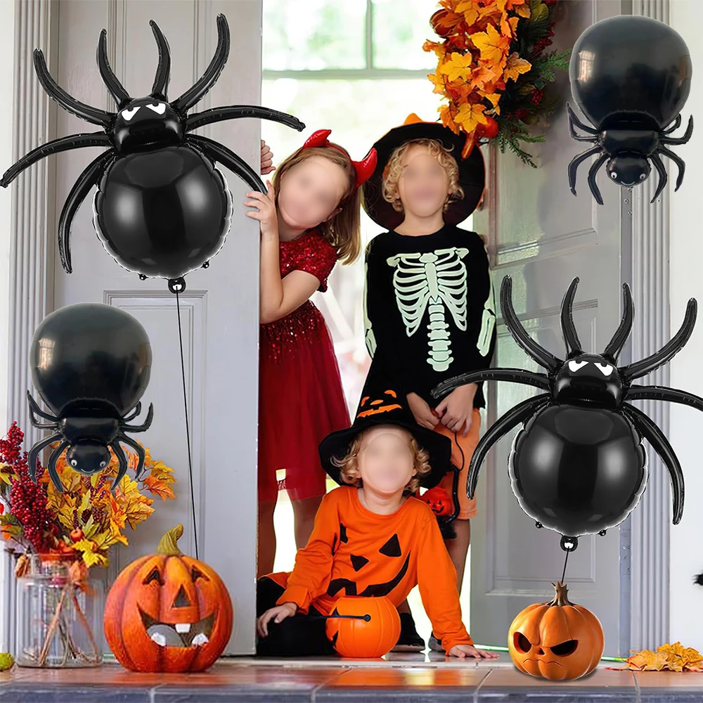 Halloween Party Decoration Black Spider Foil Balloons Large Mummy Spooky Helium Globs for Halloween Horror Decors Prop Supplies