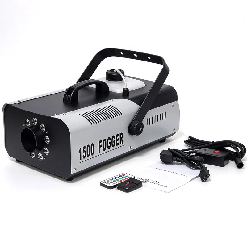 Professional Smoke Machine 1500W 9LED Lights Fogger Wired Wireless Remote Control 5 Min Fast Preheat for Wedding Bar Stage Party