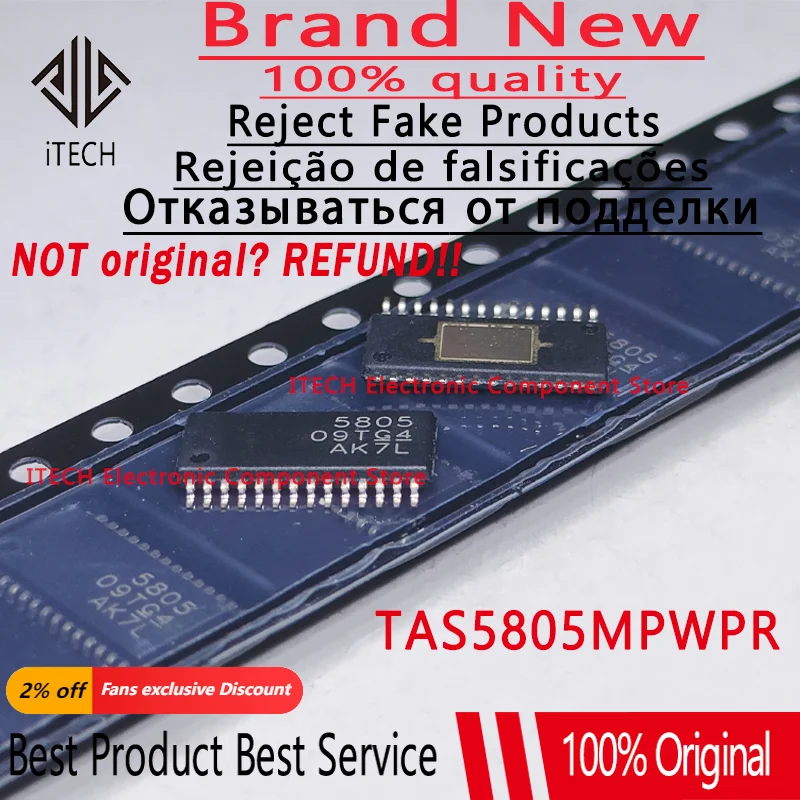 1PCS TAS5805MPWPR TAS5805 HTSOP-28 23W Stereo Class D Audio Power Amplifier 100% Original And Authentic