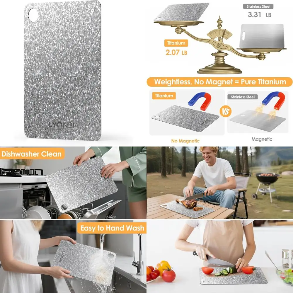 

Pure GR1 Titanium Double-Sided Cutting Board, 0.08 Thick, Durable for Meat and Fruit Cutting, Long-Lasting Kitchen Tool