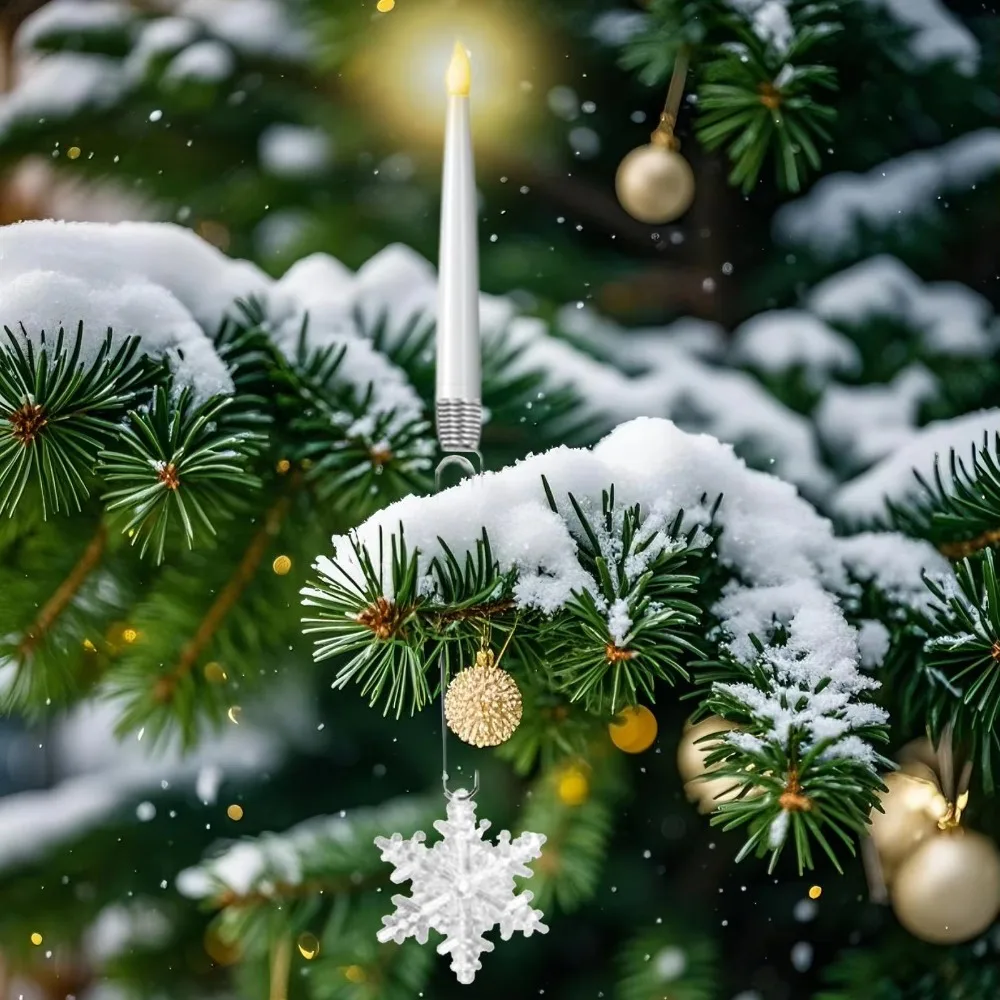 6 Piece Battery Powered Christmas Tree Suspended LED Candle with Remote with Crystal Pendant Decorative Candle Light Hook Design