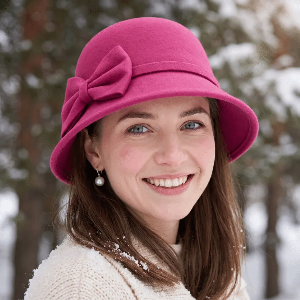 Korean Style Winter Woolen Hat Soft Felt Solid Color Elegant Bucket Hat Warm Fleece Chic Design Vintage Fedora Cap Daily Commute