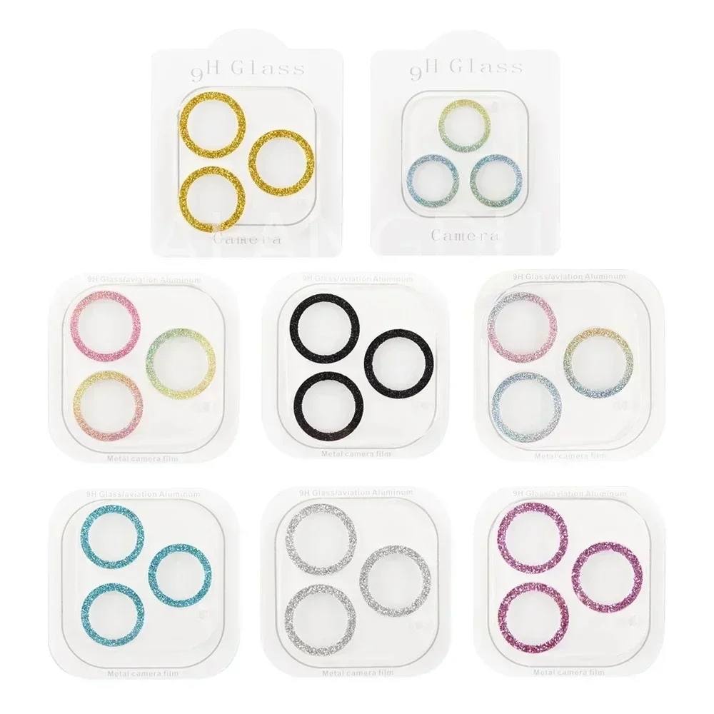 Glitter Bling Camera Lens Protector For IPhone 17 16 15 Pro Max 12 Mini Plus 16 Pro 13Pro IPhone 15 Tempered Glass Full Cover