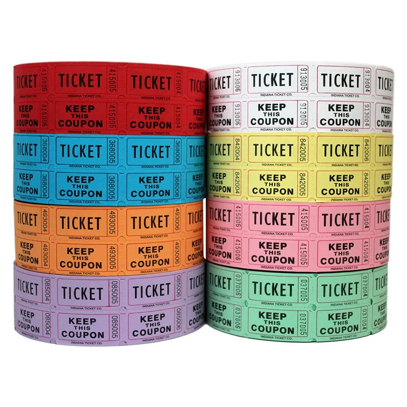 1000Pcs Colorful Tearable Raffle Tickets Double Rolls Admission Ticket Game Ticket For Events Carnivals Entry Class Reward view 3