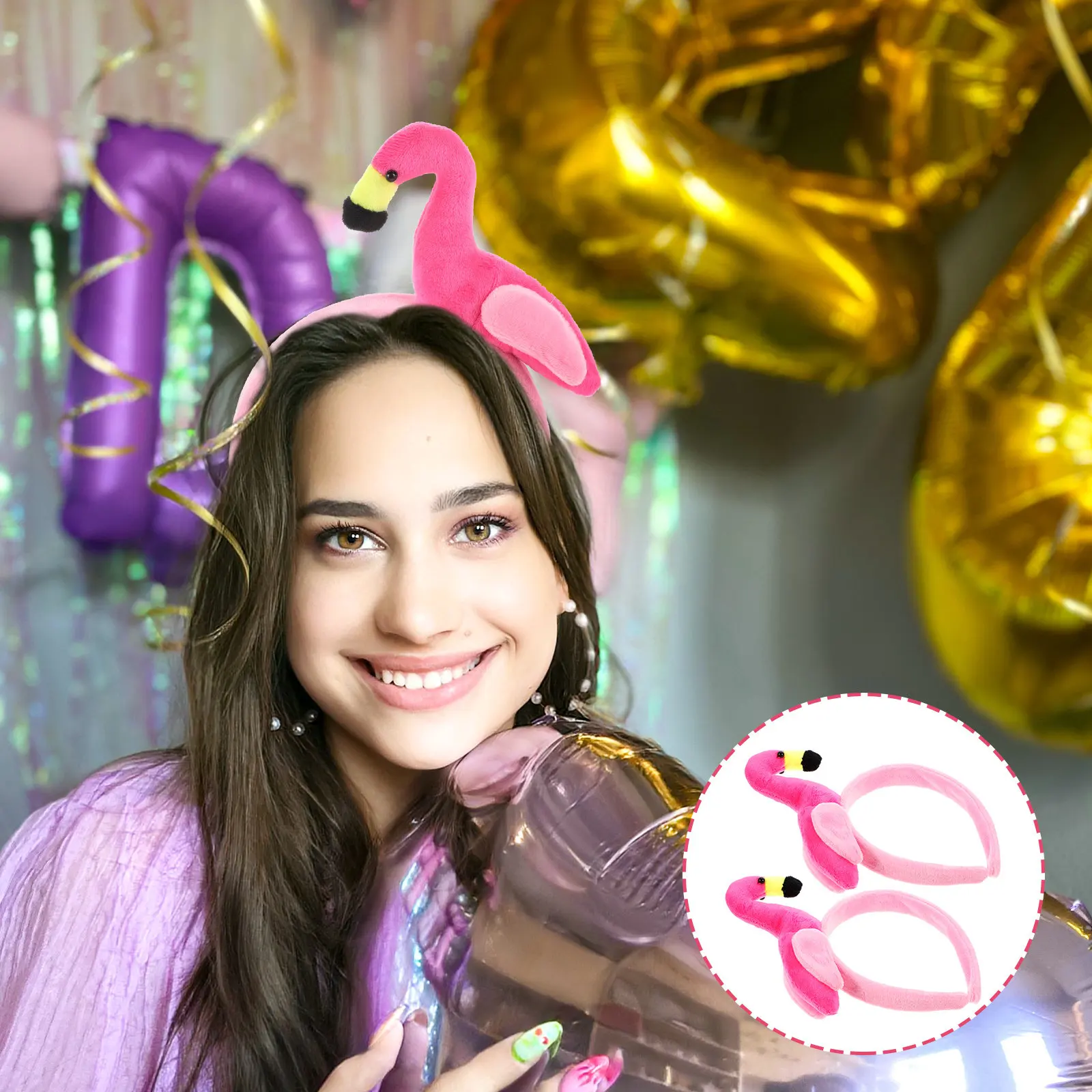 2 Diademas de Flamenco, Accesorios Creativos para el Cabello, Aros para el Cabello, para Fiestas Hawaianas, Cumpleaños, Celebraciones en la Playa