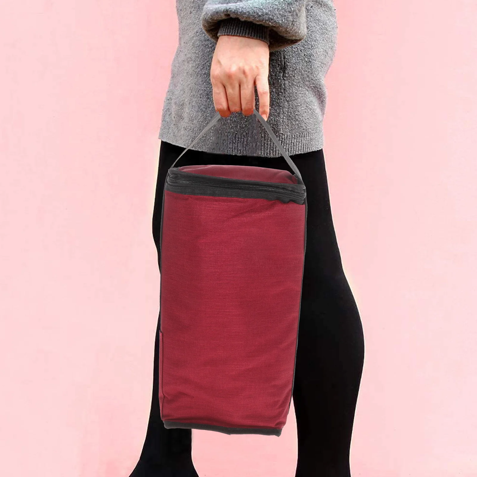 

Insulated Wine Carrier Bag 2 Slots Foldable Thermal Pouch for Travel Camping Picnic Red Classic Oxford Cloth Keeps Wines