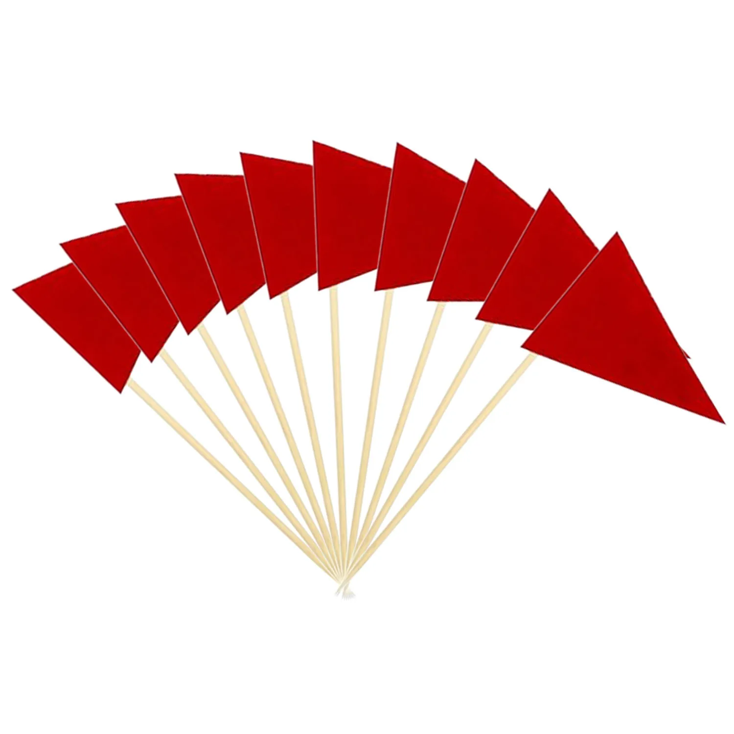 Mini cure-dents à sensation rouge, décoration de gâteau, triangle Chi, drapeaux de golf, rouge solide, décoration de fête à thème bricolage, 30 pièces