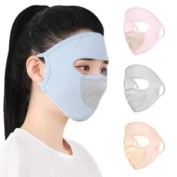 Ice Silk Sunscreen Mask Summer Thin Full Face Cover Dust-Proof Breathable Uv Protection Neck Protector Outdoor Hanging Ear Mask