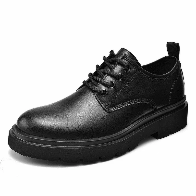 Zapatos de cuero informales para hombre, calzado formal de negocios, trabajo de cabeza grande, moda, color negro, primavera y otoño, M776