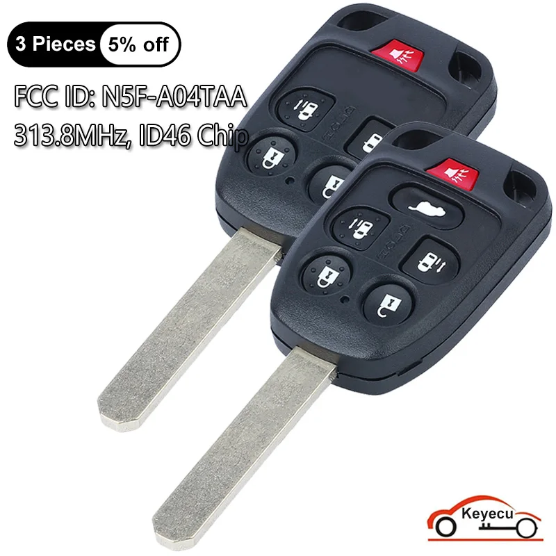 KEYECU 5 6 Buttons 313.8MHz ID46 Chip for Honda Odyssey 2011 2012 2013 2014 Auto Remote Control Key Fob FCC ID: N5F-A04TAA