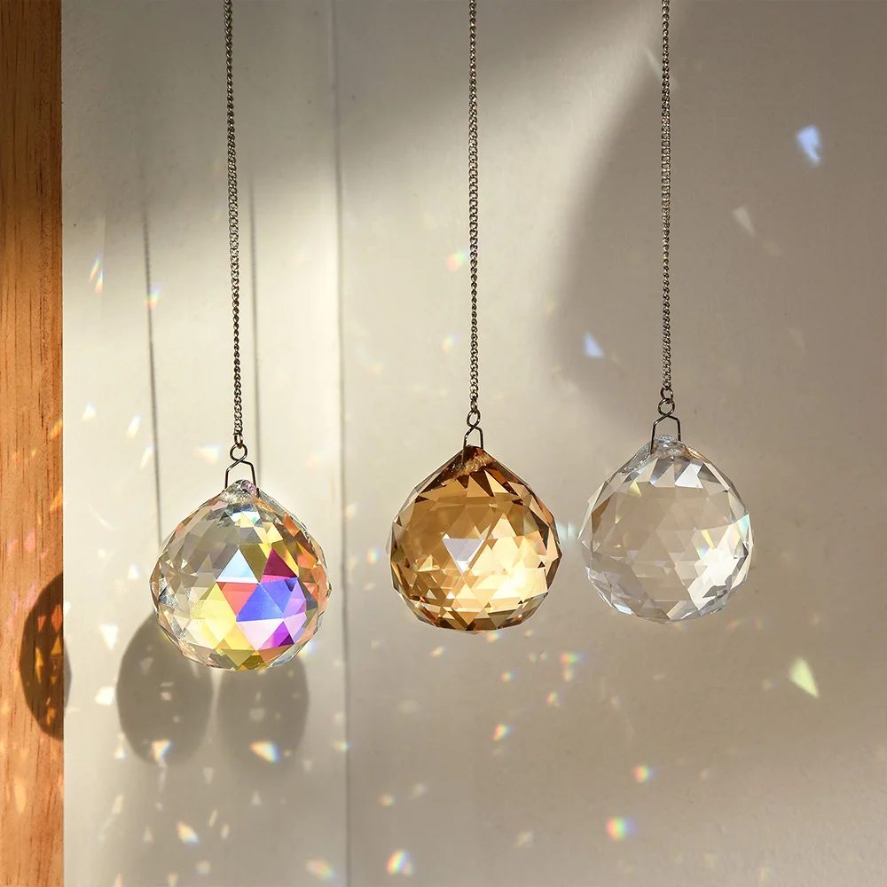 Transparent Faceted Crystal Ball Chandelier Parts Pendant Prism Lamp Beads Sun Catcher Rainbow Maker Wedding Home Party Decorati