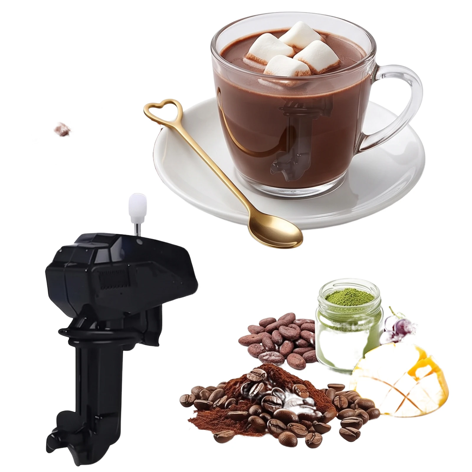10 Pcs Wind Up Outboard Motor Coffee Mixer Marine Engine Coffees Mixer Small Electric Drink Mixing Gadget