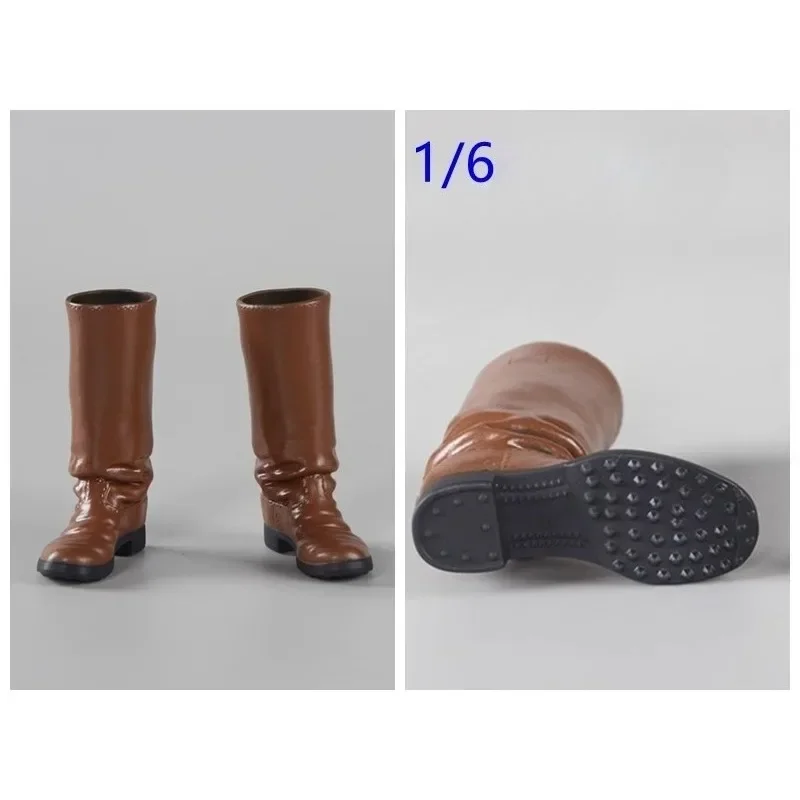 Botas altas militares masculinas a escala 1/6, figuras de acción de goma, zapatos huecos, modelo para accesorio de cuerpo de soldado de 12"