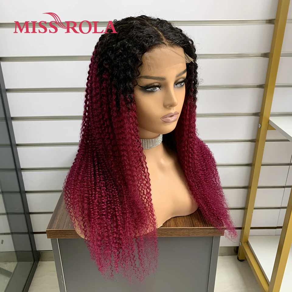 Miss Rola Brazilian Human Hair Curly Wigs 180% Density 4x4 Lace Closure Wig Kinky Curly Hair Wig Remy Pre Plucked With Baby Hair