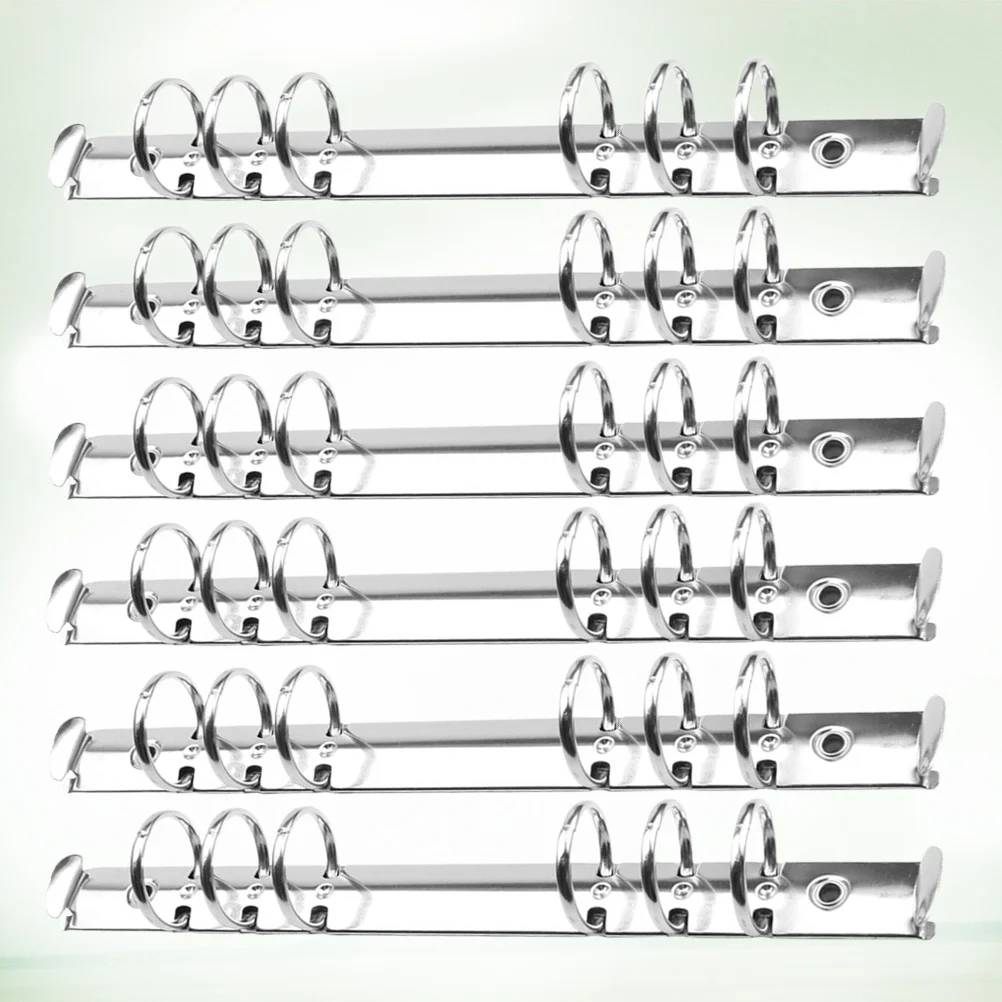 6pcs Metal Loose Leaf Binder Rings File Folder Clips Premium Steel Office Stationery Silver Anti-Rust Lightweight