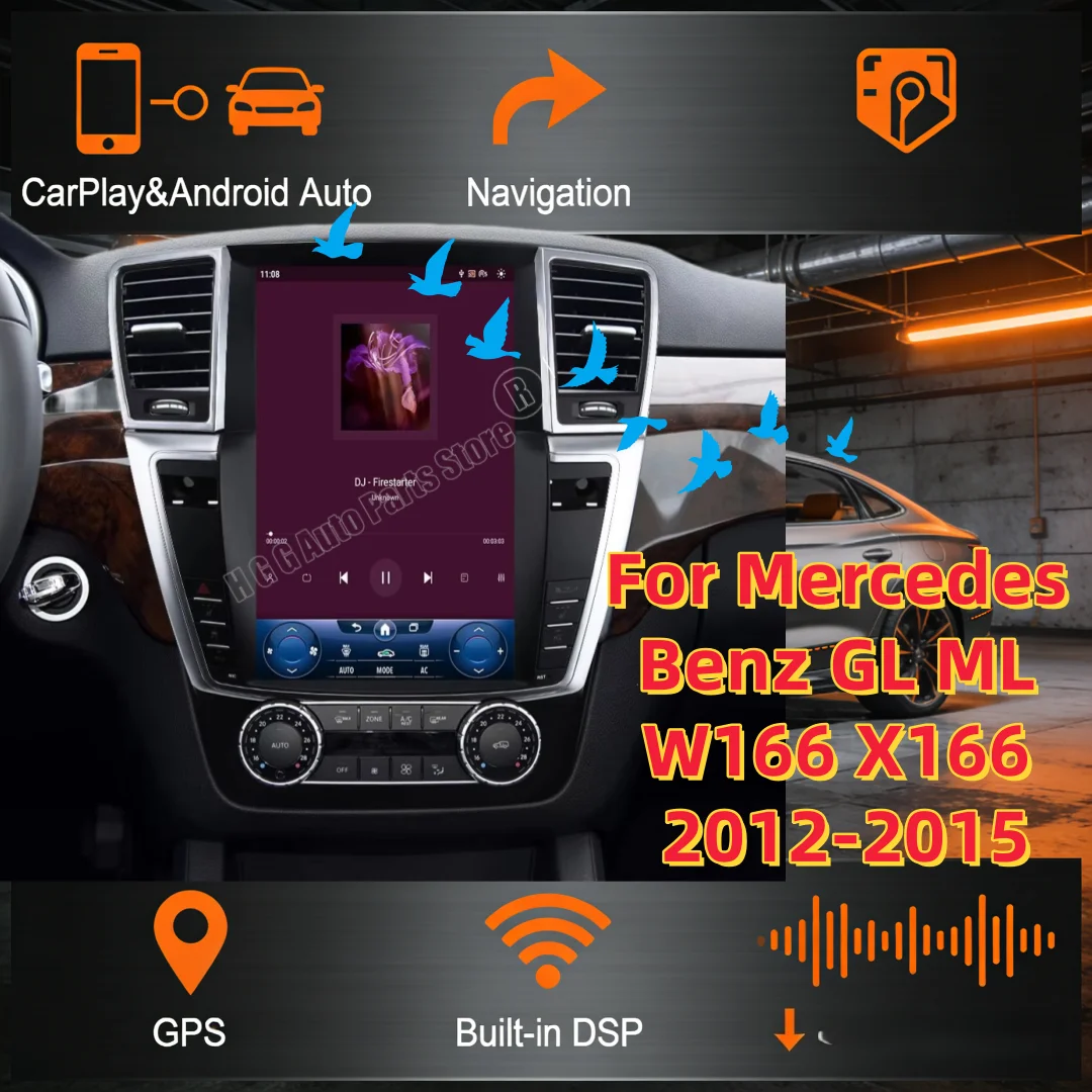 

For Mercedes Benz GL ML W166 X166 2012-2015 Touch Screen Multimedia Stereo Receiver Carplay Android 13 Car Radio GPS Navigation