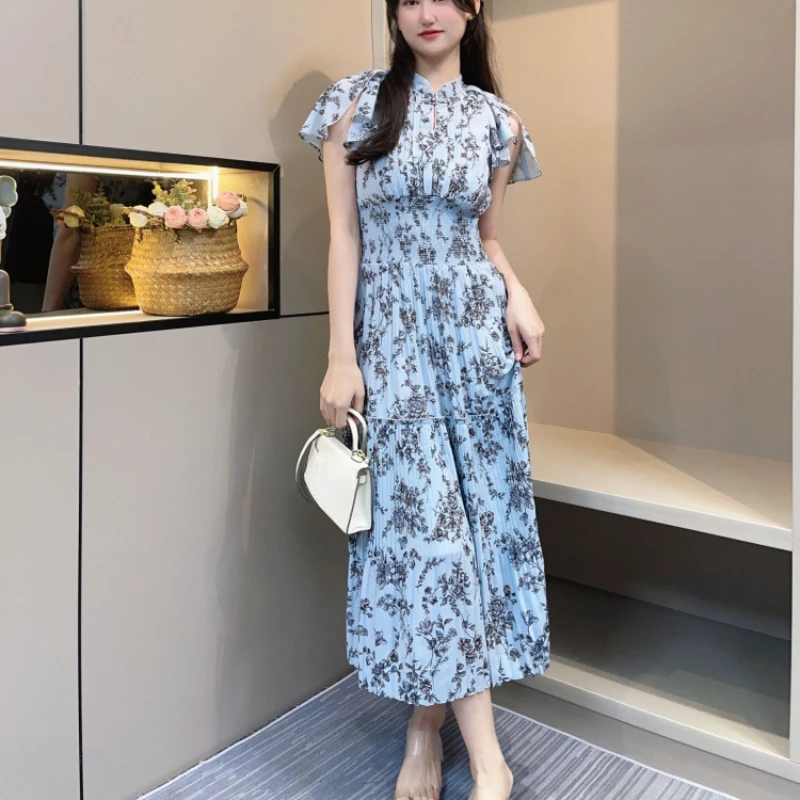 

Kuzuwata Pleated Flying Sleeves Slim Fit Dresses Japan Style Feminino Strench Waist Women Vestidos Stylish Chic Women Robe