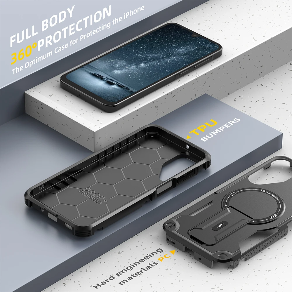 Non-Slip Portable Cover Funda Case for Samsung Galaxy A56 A55 5G A16 A15 A36 A26 S25 Edge S24 Ultra Plus A35 A54 A14 Armor Cases