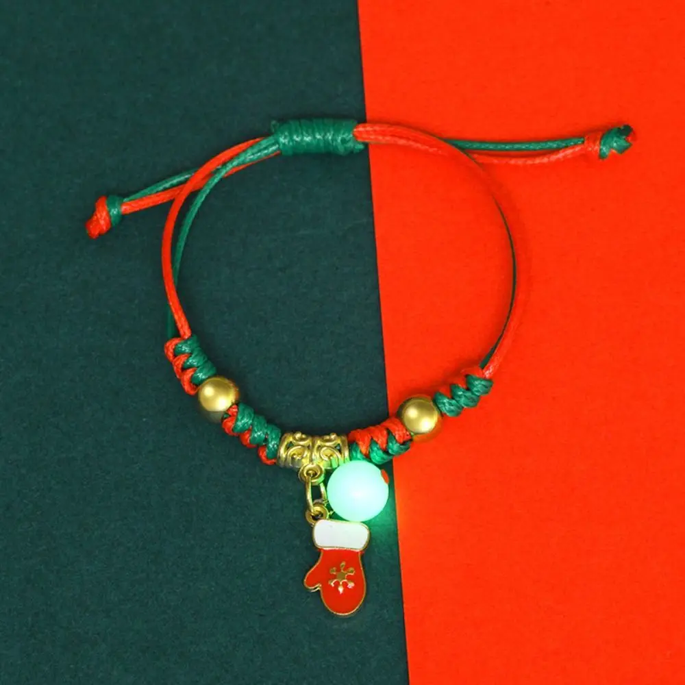 Mistletoe Luminous Xmas Bracelet Snowflake Elk Advent Wreath Xmas Bracelet Bangle Pulling Type Merry Christmas Bracelet Hipster