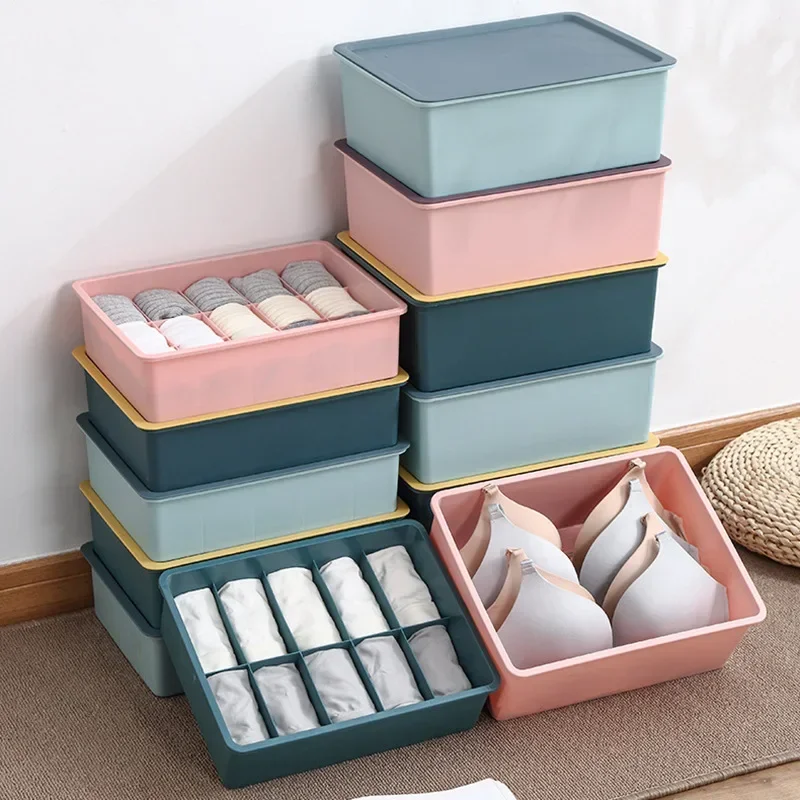 The Latest Underwear Storage Box Home Socks Storage Box Underwear Compartment Storage Box with Cover Dustproof Bra Storage Box