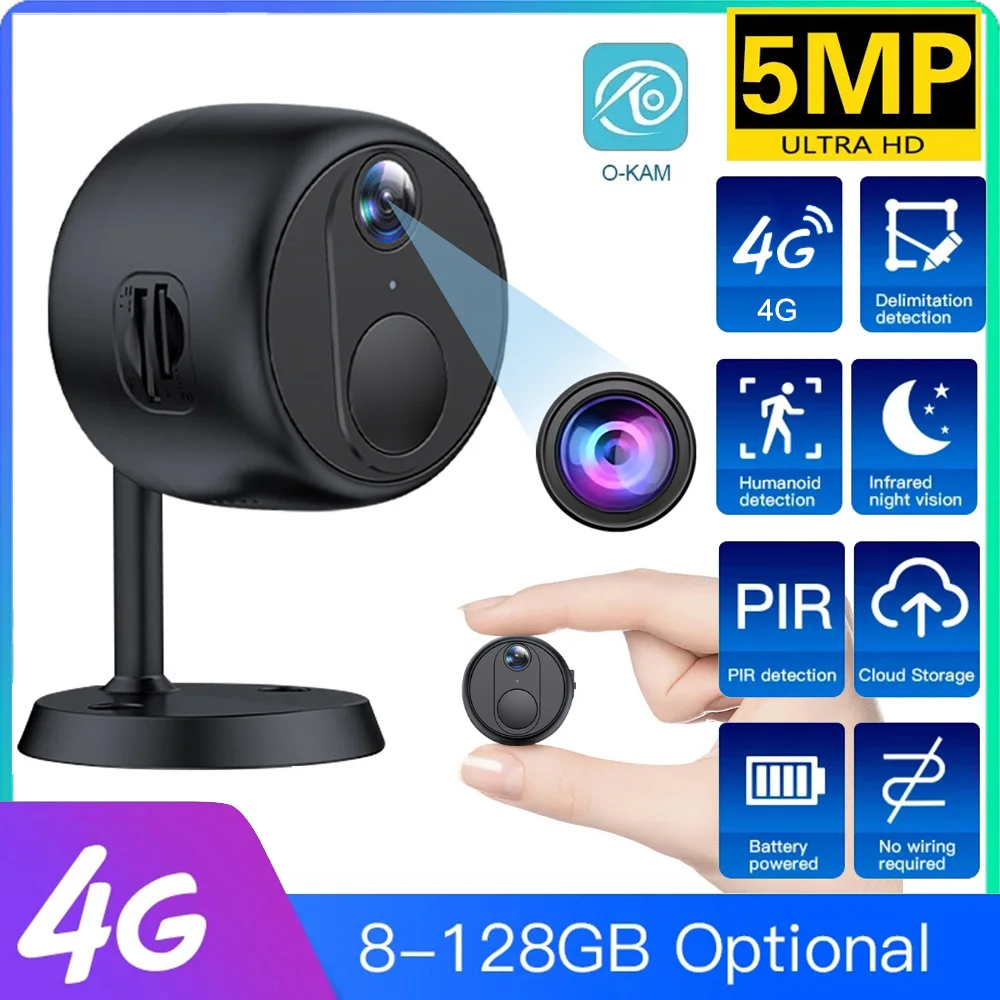 

New Mini 4G Security Camera 5MP SIM Card HD Surveillance Camera 3000 mAh Battery Night Vision Motion Detection CCTV Camera