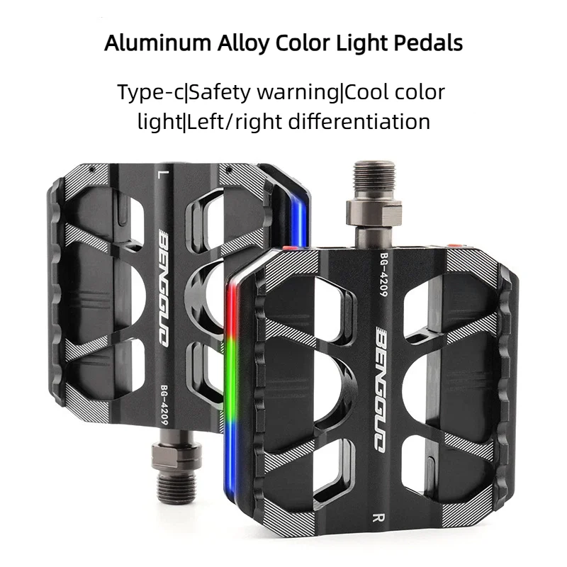 

Велосипедные педали с 3-мя подшипниками и цветной подсветкой, расширенные противоскользящие велосипедные педали из алюминиевого сплава, светящиеся велосипедные педали для складного MTB велосипеда