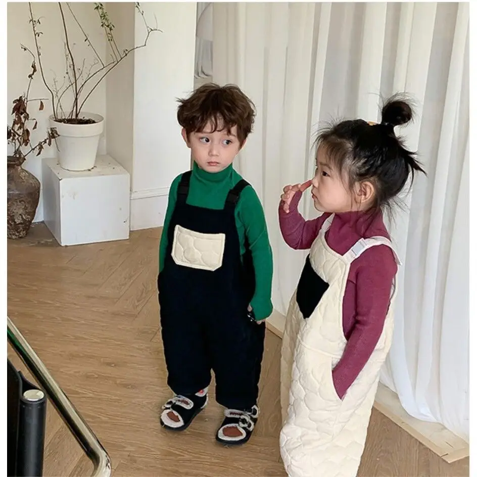 2024 Winter Kinderbroek Katoen Dikker Warme Baby Overall Broek Korea Stijl Meisjes Jongens Broek Peuter Baby Overall Broek