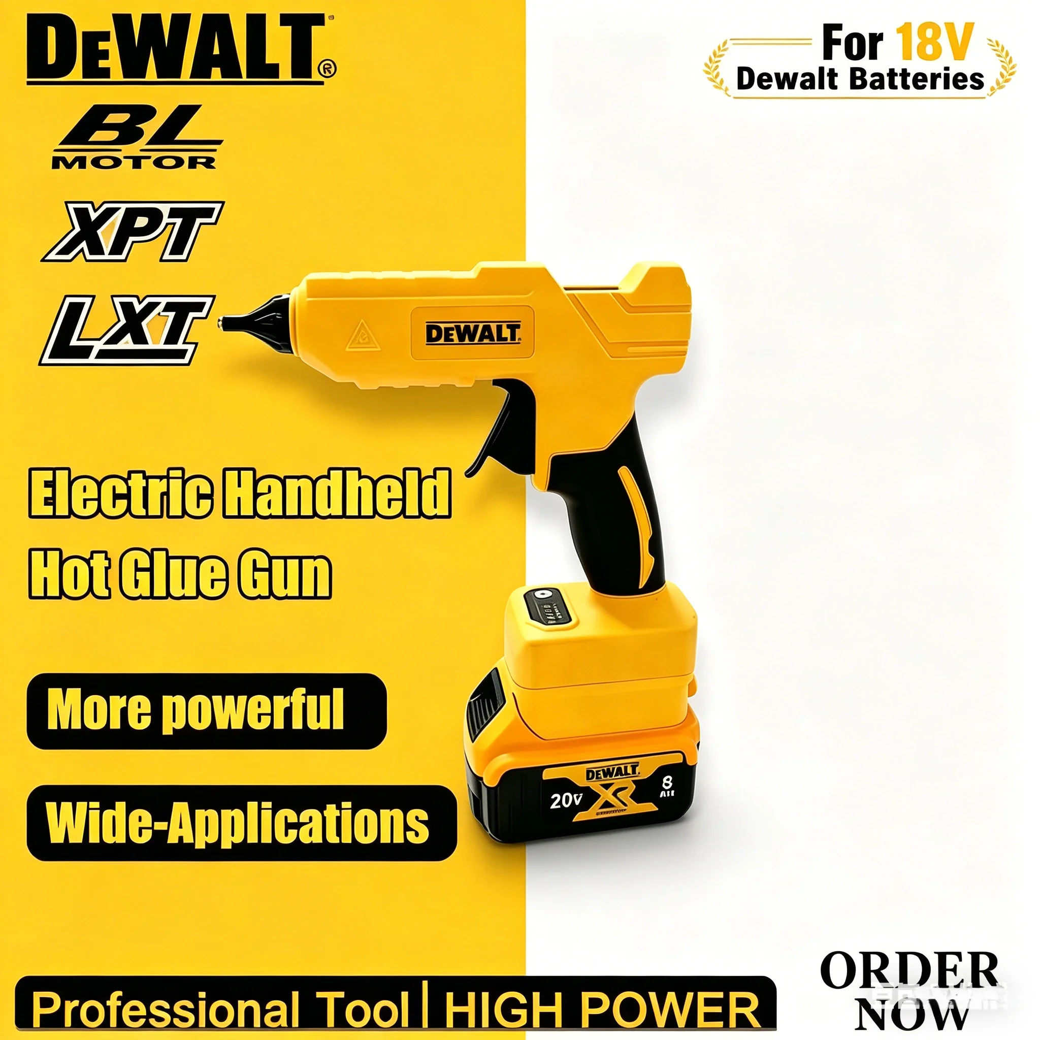 

Аккумуляторный термоклеевой пистолет DEWALT 18В с защитой от ожогов, портативный ручной инструмент для сварки горячим расплавом, для DIY, домашнего ремонта и поделок