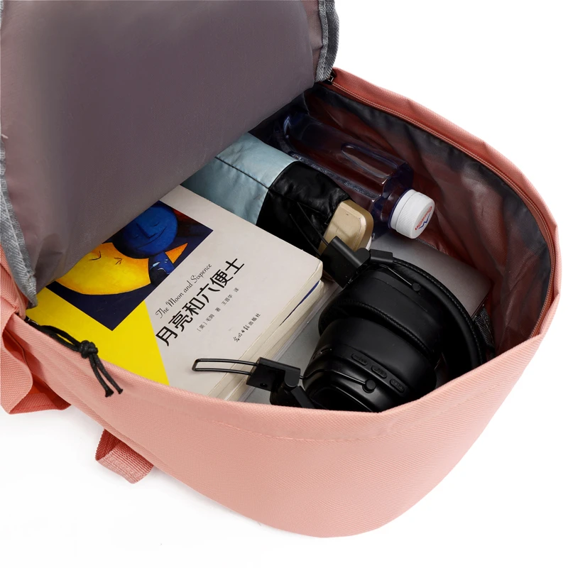 Mochila de estudante de nylon com laço impresso para meninas e mulheres mochila de viagem com alça ajustável mochila fofa