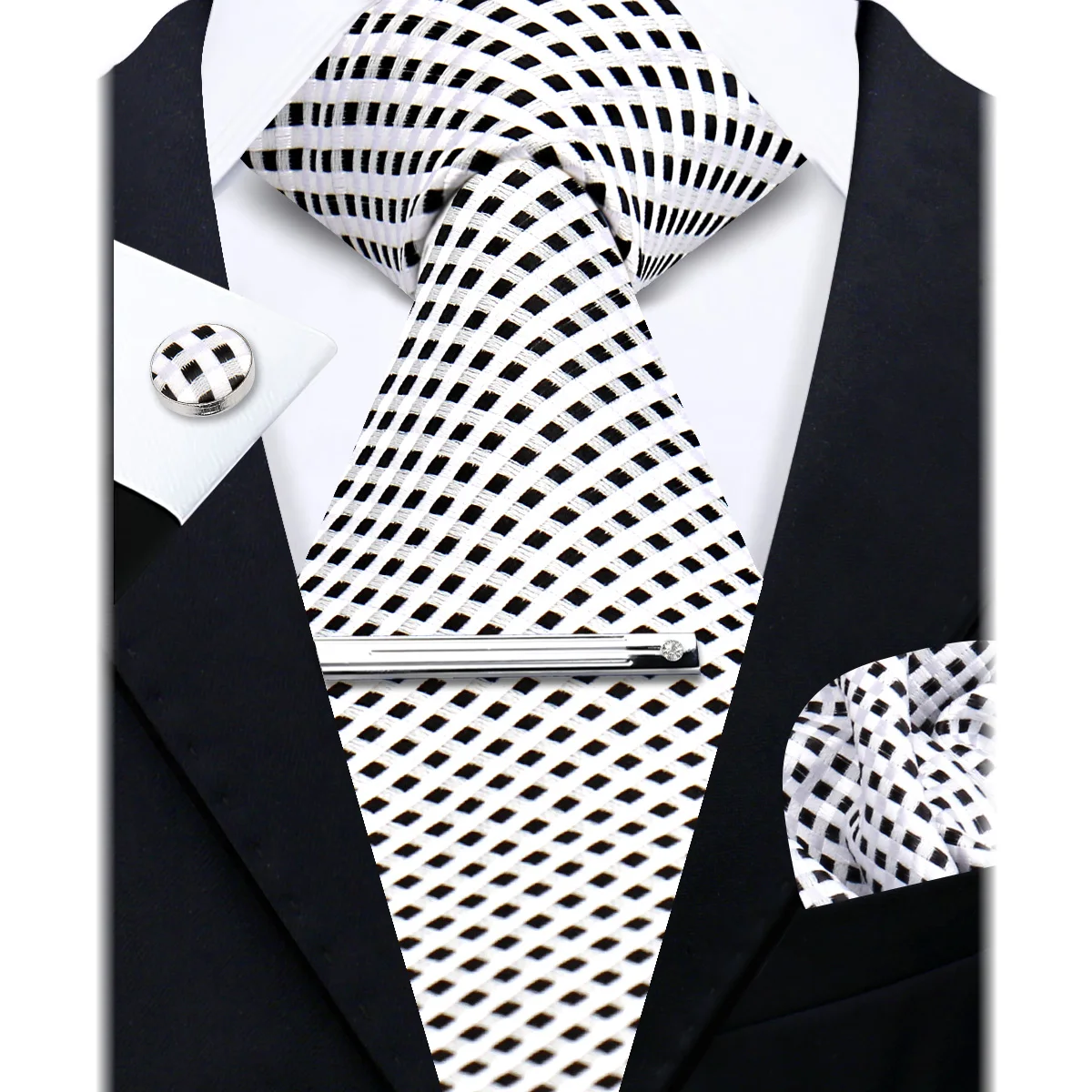 Fashion Ties for Men Gift Weave Necktie Set Handchief Cufflinks Tie Clip Luxury Brand Designer Business Wedding Suit Accessories