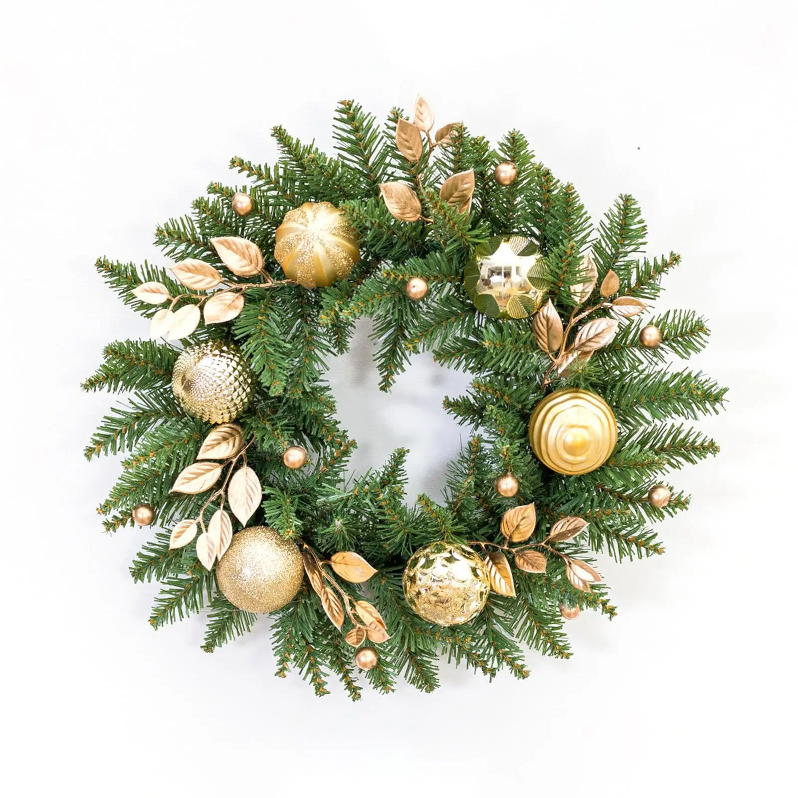 Door Front Wreath Balls Decorative Artificial Green Leaves Wreath for Wedding Holiday